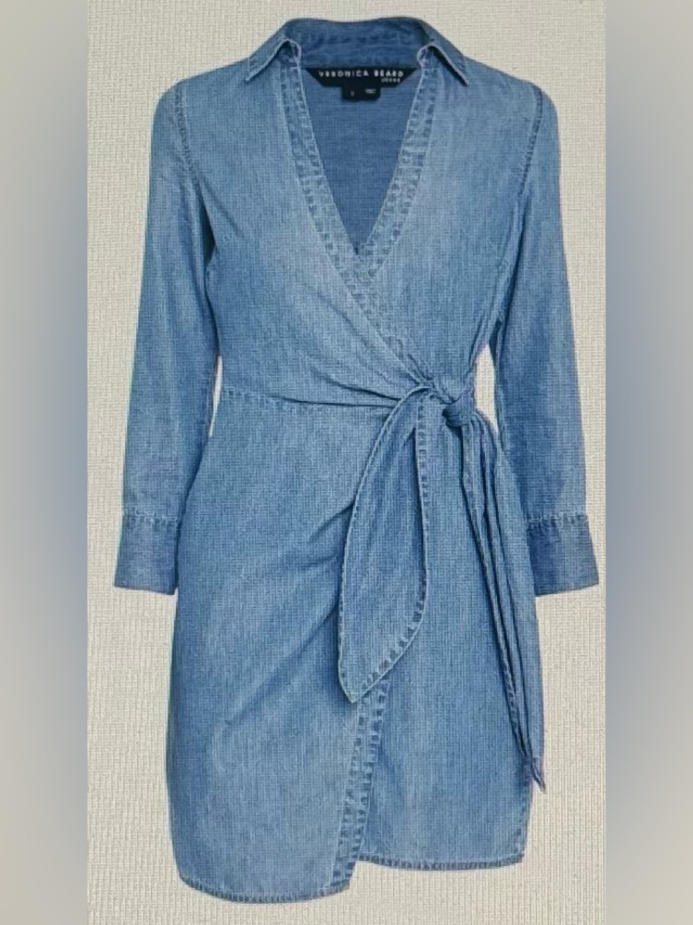 VERONICA BEARD Briggs Denim V-Neck Wrap Mini Dress Size 6 Iceberg Wash SOLD OUT